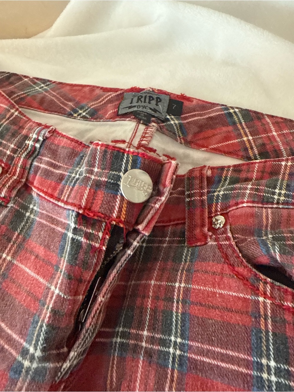 Vintage Tripp NYC Red Plaid Skinny Pants - Picture 2 of 5